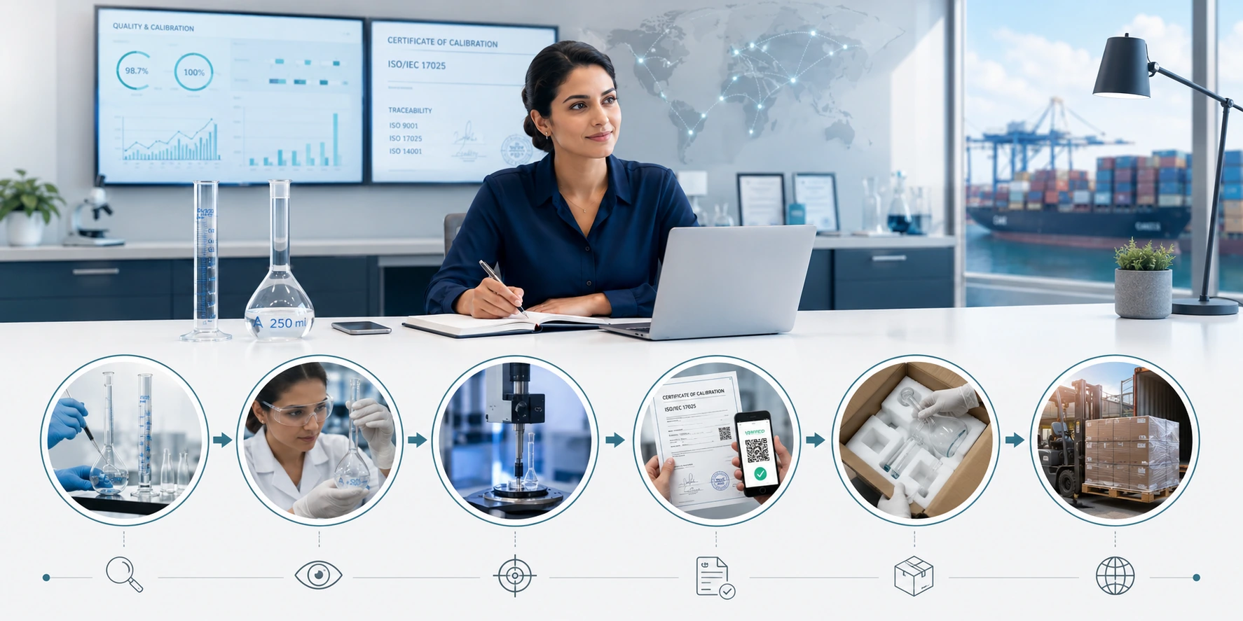 Laboratory glassware supply and export support workflow