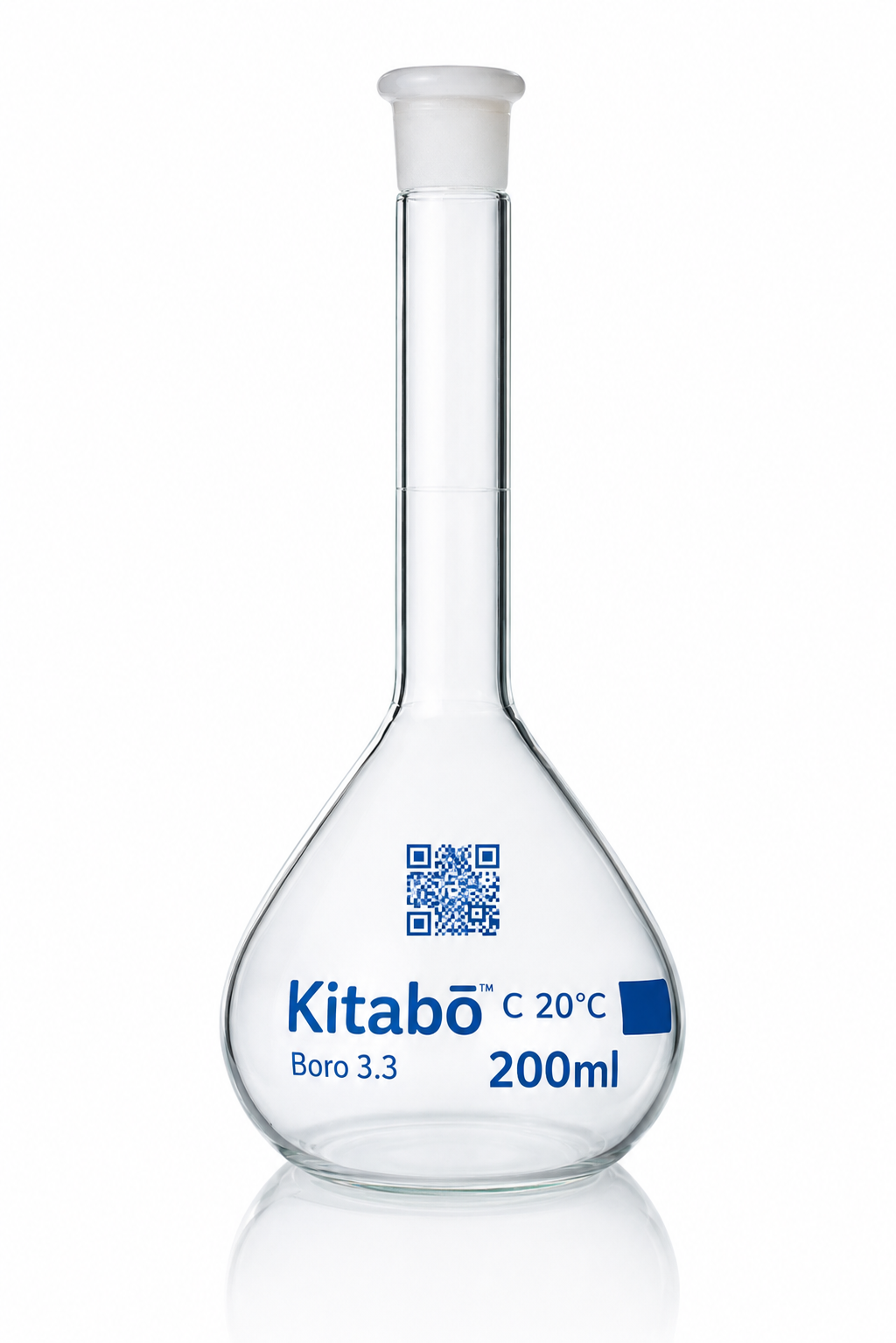 Clear Kitabō volumetric flask with QR identification
